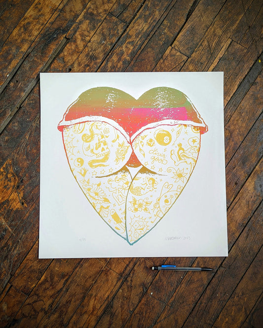 Booty Heart - 18x18 Screen Prints