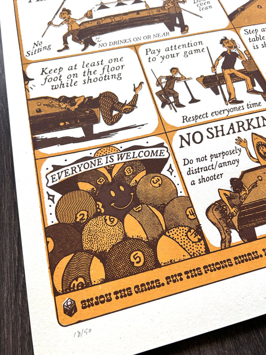 Billiard Etiquette 18x24 Screen Print