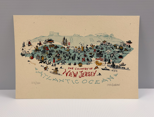 Country of New Jersey Screen Print 12x8"