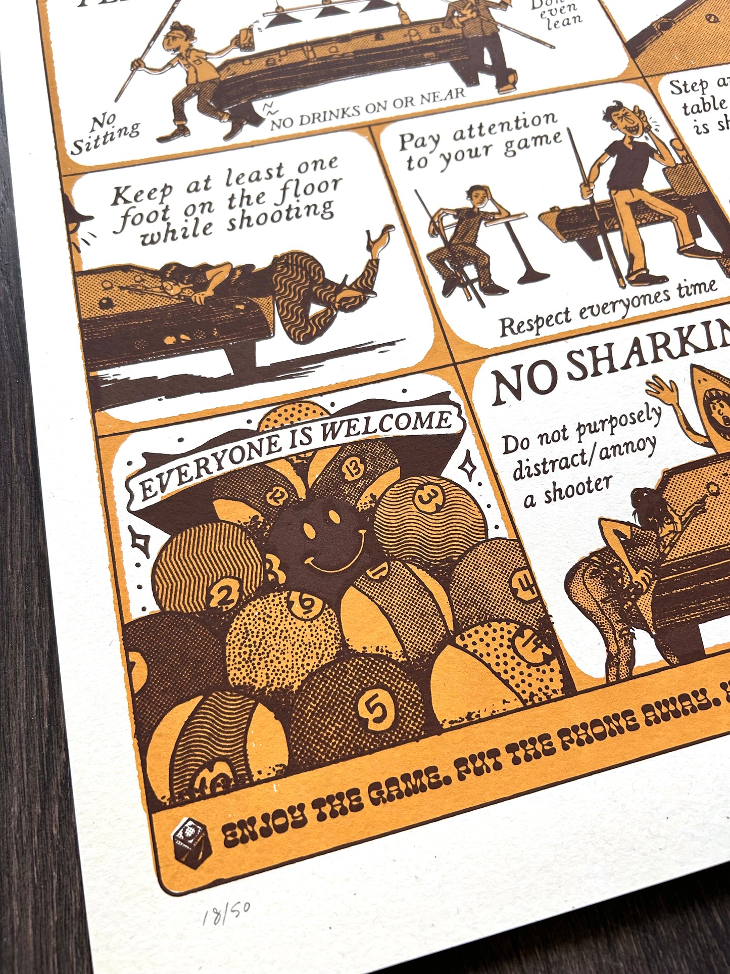 Billiard Etiquette 18x24 Screen Print