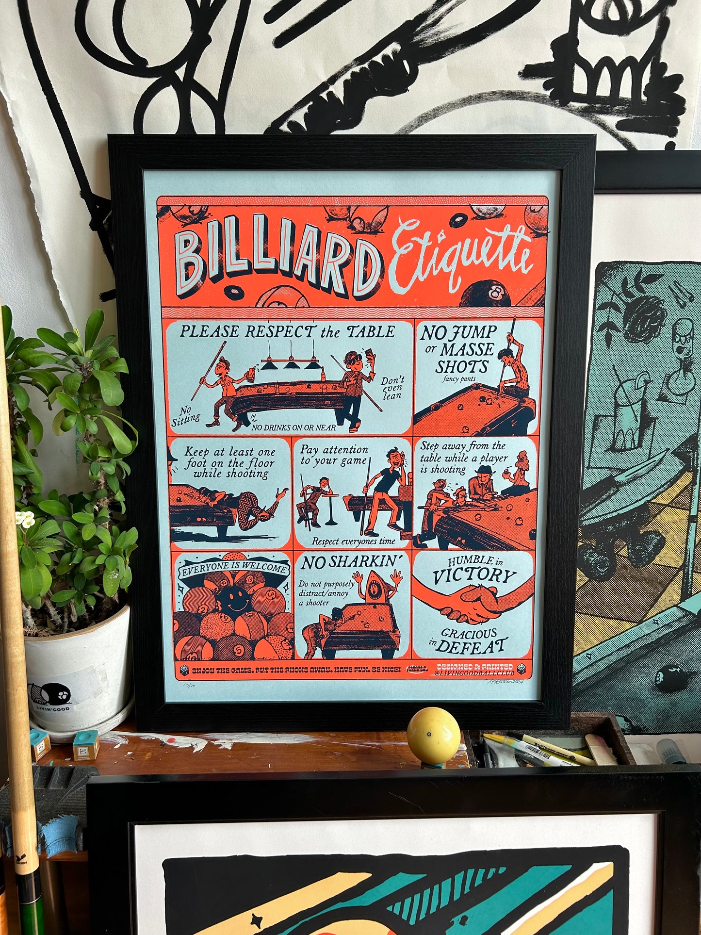 Billiard Etiquette 18x24 Screen Print
